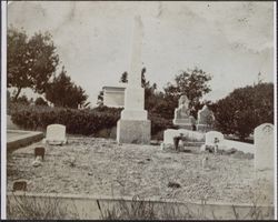 Front view of Haskins-Colton cemetery plot, 430 Magnolia Avenue, Petaluma, California, between 1890 and 1900