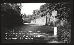 Looking from existing Hobson Creek Bridge toward Hacienda Bridge and Santa Rosa road to right to be used for detour