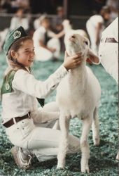 4H Girl with her lamb at the Sonoma County Fair, Santa Rosa, California, 1986
