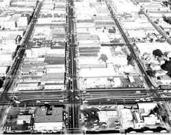 Santa Rosa looking east from Davis Street at 4th Street (aerial view), September 25, 1962