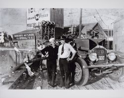 Chief of the Petaluma Fire Department with Petaluma's 1924 fire truck, Petaluma, California, photographed between 1951 and 1955