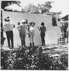 Putting together a collage at Artrium, Santa Rosa, California, 1969