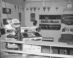 Weller-Hopkins Furniture Company display featuring O'Keefe and Merritt gas ranges, Petaluma, California, 1955