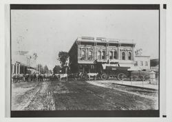 Last ox team from Glynn's Mill in Coleman Valley posing on Fourth Street