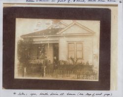 Nathan J. and Eunice A. Titus standing in the front yard of their home, 526 South Davis Street, Santa Rosa, California, about 1912