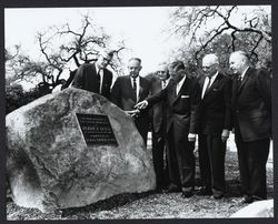 Exchange Bank officials dedicating the Doyle Park plaque, Santa Rosa, California, 1962