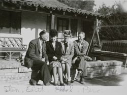 Raymond sisters seated with their husbands, 1946