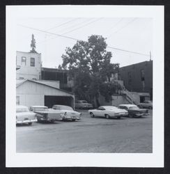 Foss Street, Healdsburg, California, 1965, showing the rear of the Plaza Hotel