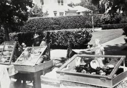 Jerry Bell sitting in front of the Finley home on McDonald Avenue, Santa Rosa with items for sale, 06/03/73