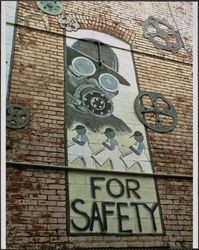 Large paneled mural in American Alley, American Alley, Petaluma, California, 2012