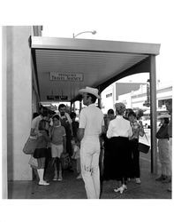 Small crowd on Kentucky Street, Petaluma, California, 1966