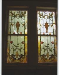 Stained glass windows in the former Petaluma Christian Church, Petaluma, California, about 2005