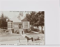 George and Minnie Codding standing in front of their house, 100 Fourth Street, Petaluma, California, 1893