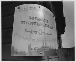 San Francisco Cordage Manufactory, Tubbs and Co., proprietors sign, San Francisco, California, 1960