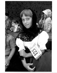 Petalumans in costume at the Old Adobe Fiesta, Petaluma, California, about 1963