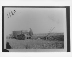 Tractor in field near Petaluma, California, 1920