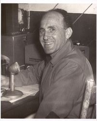 Art Spolini at the microphone, Petaluma, California, about 1975