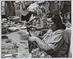 Pomo Indian women demonstrate basket weaving at the Valley of the Moon Vintage Festival