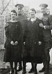 Raymond sisters pose with their boyfriends at Christmas, Petaluma, California, 1918