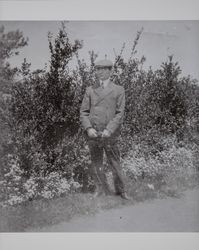 Eugene Moore Weaver in the garden, Santa Rosa, California, 1920s