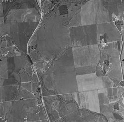 Aerial view of the River Road and Mark West Creek area, March 30, 1961