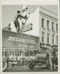 Novato Fire Department clowns in the Sonoma-Marin Fair Parade, Petaluma, California, 1958