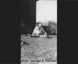 George Nissen with his son Nahmen Nissen, Penngrove, California, about 1940