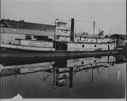 Steamer "Gold" at the dock at head of Copeland Street, East Petaluma, California, about 1930