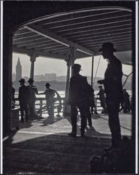 Ferry passenger silhouettes, San Francisco Bay, California, 1920s