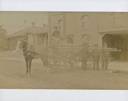 Ladder wagon of the Santa Rosa Fire Department, 500 block of Fifth Street, Santa Rosa, California, between 1900 and 1905