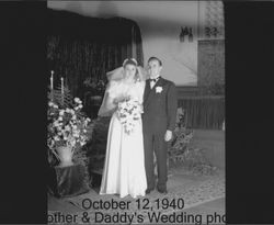 Edna Begley Nissen and Russell Nissen on their wedding day, October 12, 1940 at the First Baptist Church, Petaluma, California