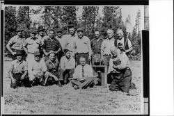 Occidental men at deer hunting camp