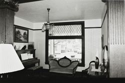 Wide window view and look out to porch and street, Sweet House at 607 Cherry Street, Santa Rosa, California