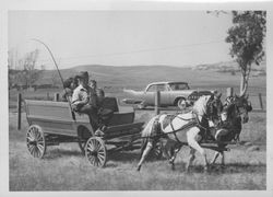 Ham Schoeningh's wagon at the Petaluma Adobe, Petaluma, California, 1962