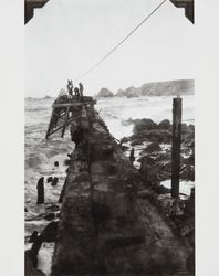 Construction of the jetty at the mouth of the Russian River at Jenner, California, 1932