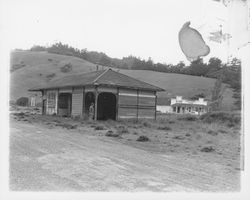 Abandoned railroad station at Duncans Mills, California, 1955