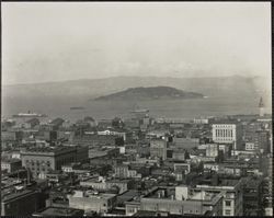 Aerial view of San Francisco, California and the bay , 1920s