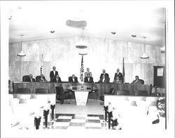 Petaluma officials meeting in City Council Chambers, Petaluma, California, 1957