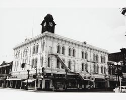 Masonic Hall building and clock tower, Petaluma, California, about 1954