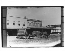 Wagons full of crates in front of Petaluma Incubator Co., Petaluma, California, 1903