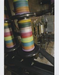 Multi-color lines on bobbins, Sunset Line & Twine, Petaluma, California, Dec. 2006