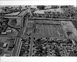 Aerial view of Petaluma Plaza Shopping Center and surrounding area in Petaluma, California, 1973