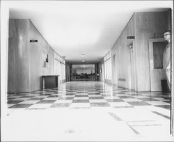 Interior of Petaluma (California) City Hall looking toward council chambers, Petaluma, California, 1960