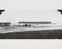 Construction of the jetty at the mouth of the Russian River at Jenner, California, March 1932