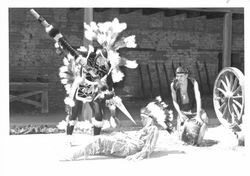 Boy Scouts performing Indian dances at the Old Adobe Days Fiesta, Petaluma, California, 1963