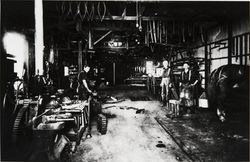 Interior of Emmanuel I. Borba's wagon and blacksmith shop