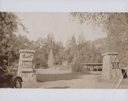 Entry gate to Petrified Forest, 4100 Petrified Forest Road, Calistoga, California, about 1910