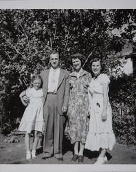 Edwin C. Pendleton family out in the garden in Petaluma, California, 1950s