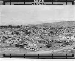 Birds-eye view of Petaluma, California in 1935 looking northeast from behind Petaluma High School