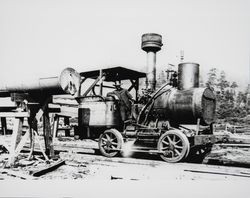 Duncan Mills Land and Lumber steam engine, Duncan Mills, California, 1875